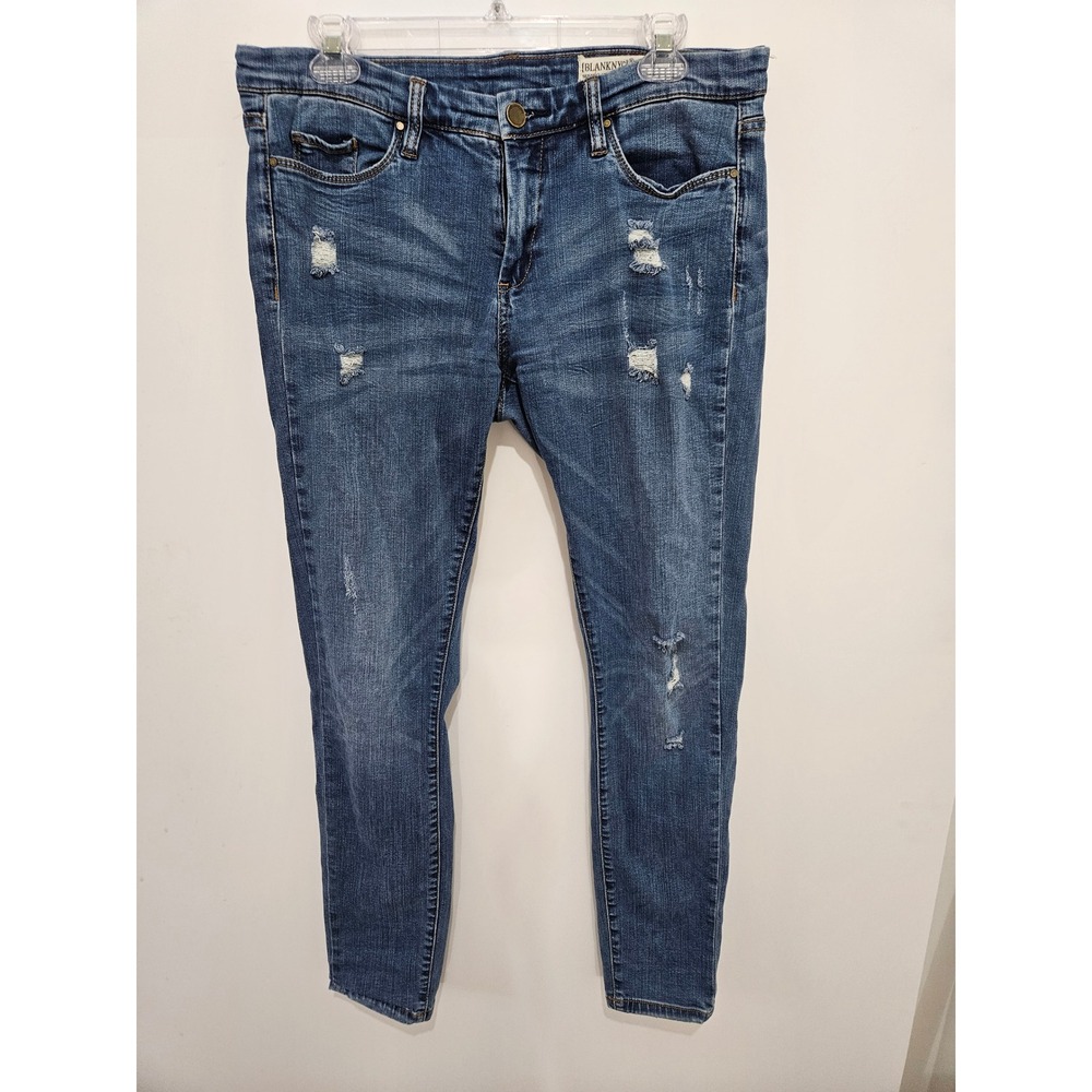 BlankNYC Skinny Classique Distressed Blue Jeans Womens 31 34A-7001